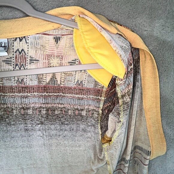 Joseph Ribkoff Gold Brown Ochre Foil Detail Short Sleeve Maxi Duster Chest 40" - Picture 5 of 9